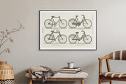 Cruise in Style: Early 20th Century Bicycle Design Print Art - Black and White Patent Illustration from Curat'd Walls, Vintage Cycling Decor for Retro Enthusiasts and Home Interiors.