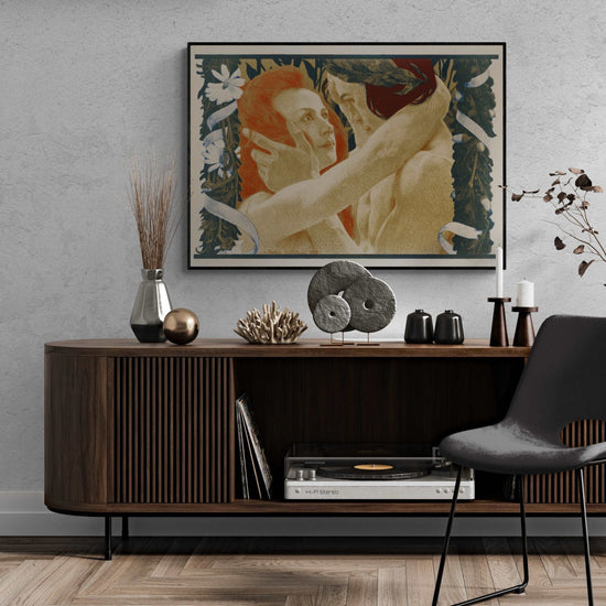 Enigma: Vintage Artwork Print, A Loving Couple Embracing - Romantic Wall Art from curat'd walls, Perfect for Adding Timeless Elegance to Your Home Decor