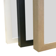 Frame colour options black white and oak