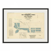 BRUNSWICK: Blast from the Past - Brunswick Estate 1905 Plan of Subdivision black frame from Curat'd Walls