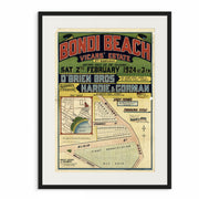 Vintage Bondi Beach land subdivision real estate ad black frame, 1924 by curat'd walls