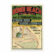 Vintage Bondi Beach land subdivision real estate ad, 1924 by curat'd walls