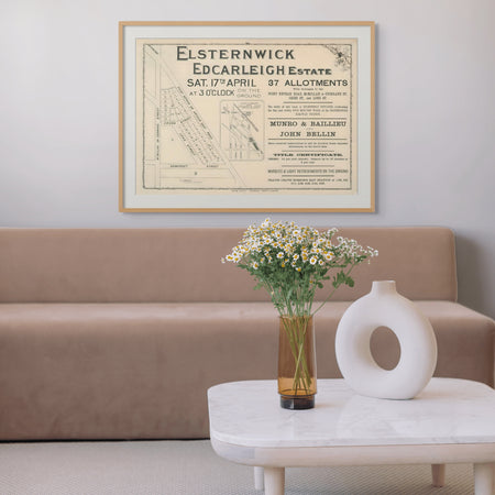 Vintage Elsternwick Melbourne Real Estate Subdivision Auction Print by Curat'd Walls