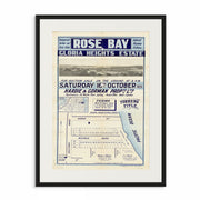 ROSE BAY: Exclusive Rose Bay Land Auction Vintage Real Estate Ad 1926 Black Frame Curat'd Walls