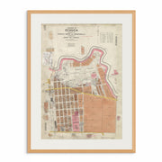 1954 Historic Map Print of Echuca Township - Vintage Echuca Artwork from Curat'd Walls | Classic Australian Map for Home Decor | Oak Frame