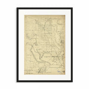 Timeless Melbourne Vintage Contours Map Print of Flemington and Inner West Melbourne - Classic Artwork Print from Curat'd Walls | Black Frame