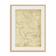 Timeless Melbourne Vintage Contours Map Print of Flemington and Inner West Melbourne - Classic Artwork Print from Curat'd Walls | Oak Frame