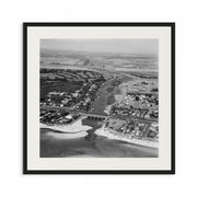 1950s Aerial Photo Set of Carrum, Melbourne | Sky High Nostalgia Vintage Black and White Prints | Curat'd Walls Exclusive | Classic Beach House Decor | Black Frame